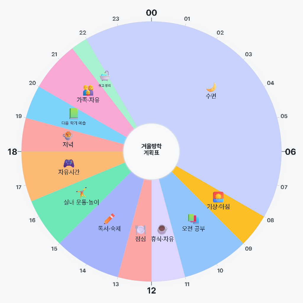 초·중생 겨울방학 생활계획표 템플릿